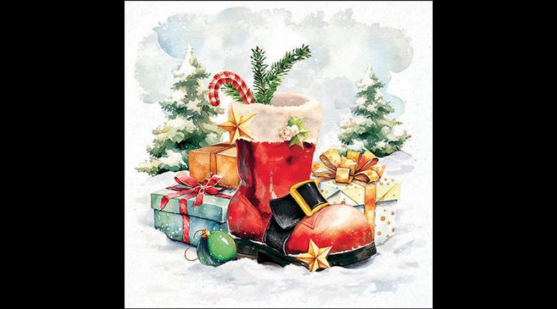 AMB.33319235 Santa's boot papírszalvéta 33x33cm, 20db-os