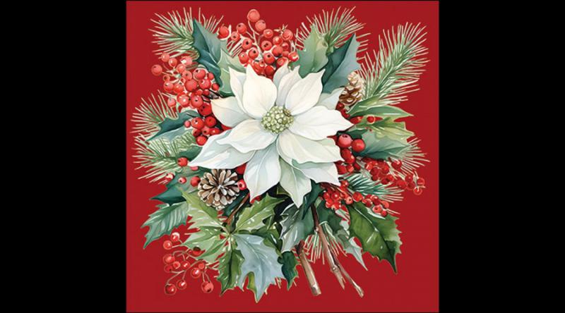 AMB.33319932 Poinsettia bouquet red papírszalvéta 33x33cm, 20db-os