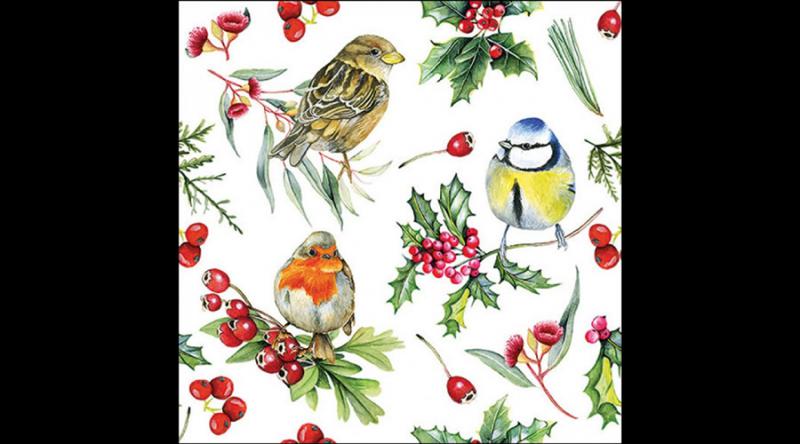 AMB.33319955 Birds in Winter papírszalvéta 33x33cm, 20db-os