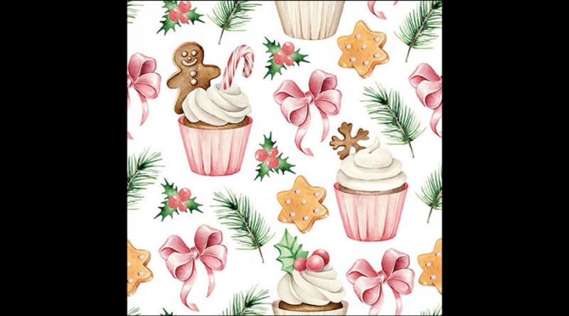 AMB.33319965 Christmas sweets pink  papírszalvéta 33x33cm,20db-os