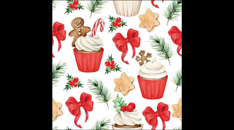 AMB.33319966 Christmas sweets red  papírszalvéta 33x33cm,20db-os