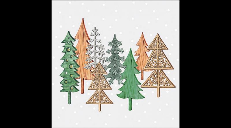 AMB.33319980 Wood carved trees grey papírszalvéta 33x33cm, 20db-os