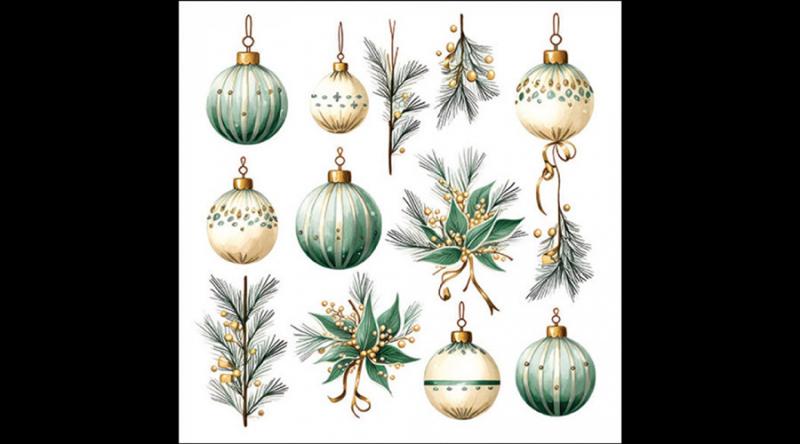 AMB.33319985 Hanging decorations green papírszalvéta 33x33cm, 20db-os