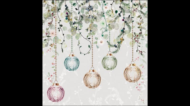 AMB.33319995 Floral Christmas grey papírszalvéta 33x33cm, 20db-os