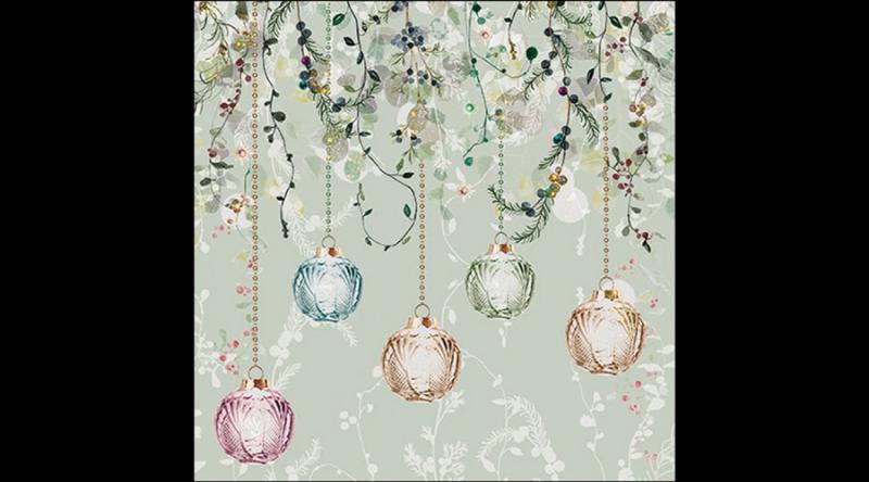 AMB.33319996 Floral Christmas green papírszalvéta 33x33cm, 20db-os