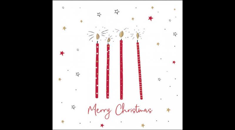 AMB.33320027 X-mas candles red papírszalvéta 33x33cm, 20db-os