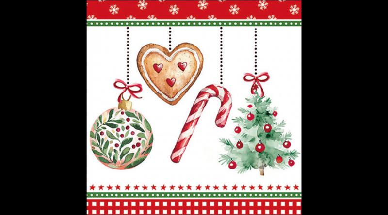 AMB.33320045 Ornaments on a cord white papírszalvéta 33x33cm, 20db-os