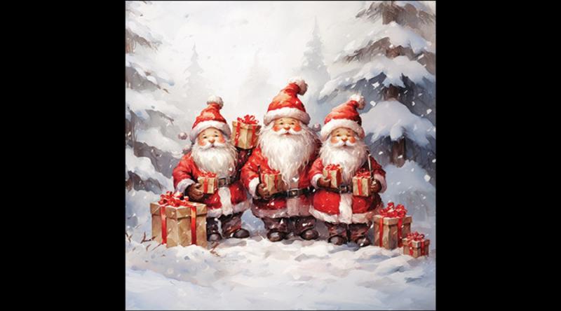 AMB.33320050 Santa triplets papírszalvéta 33x33cm, 20db-os