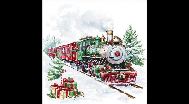 AMB.33320065 Christmas train papírszalvéta 33x33cm, 20db-os