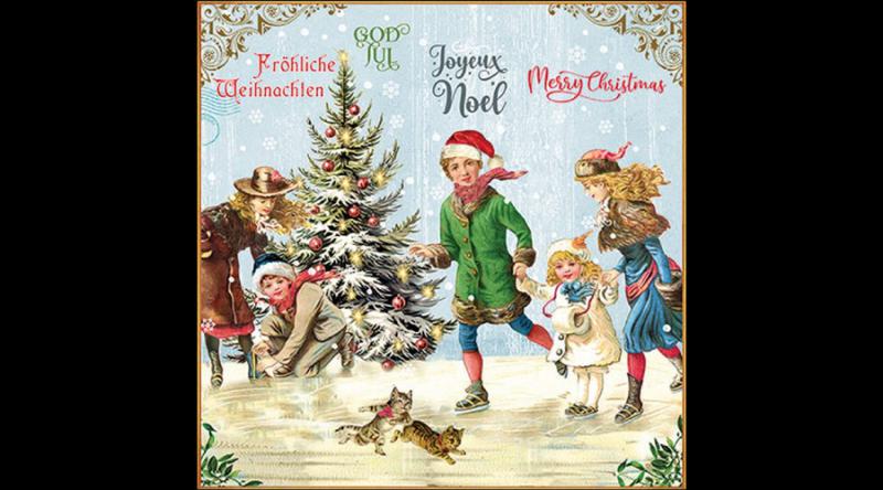 AMB.33320120 X-Mas on ice blue papírszalvéta 33x33cm, 20db-os