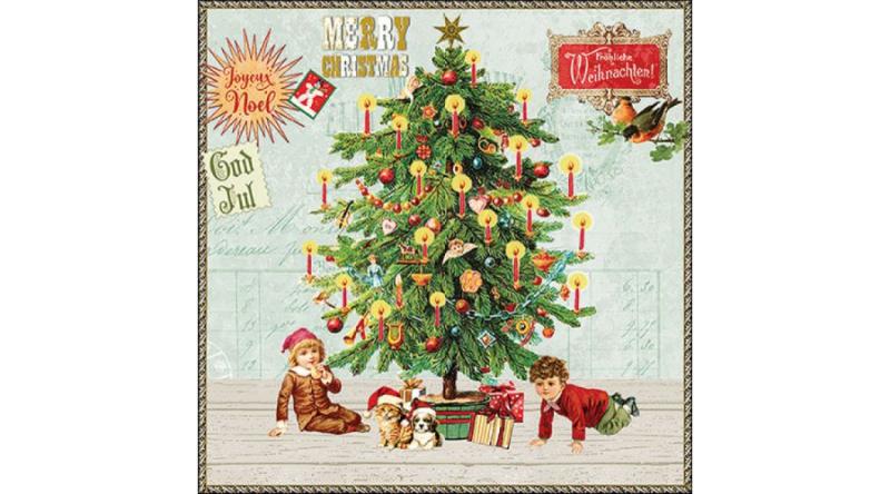 AMB.33320130 Under the X-Mas tree green papírszalvéta 33x33cm, 20db-os