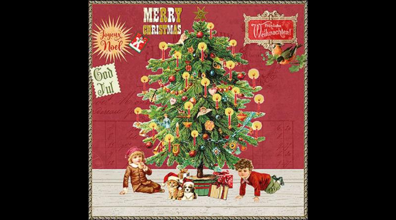 AMB.33320134 Under the X-Mas tree red papírszalvéta 33x33cm, 20db-os