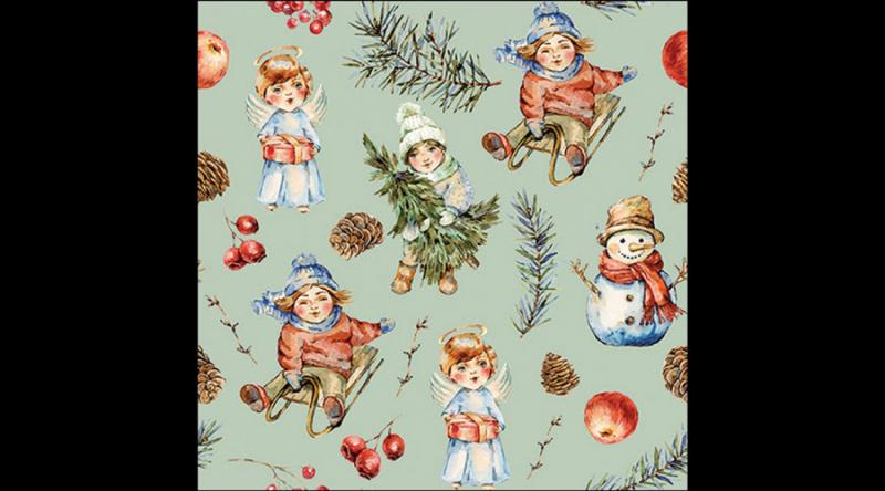 AMB.33320137 Playing outside green papírszalvéta 33x33cm, 20db-os