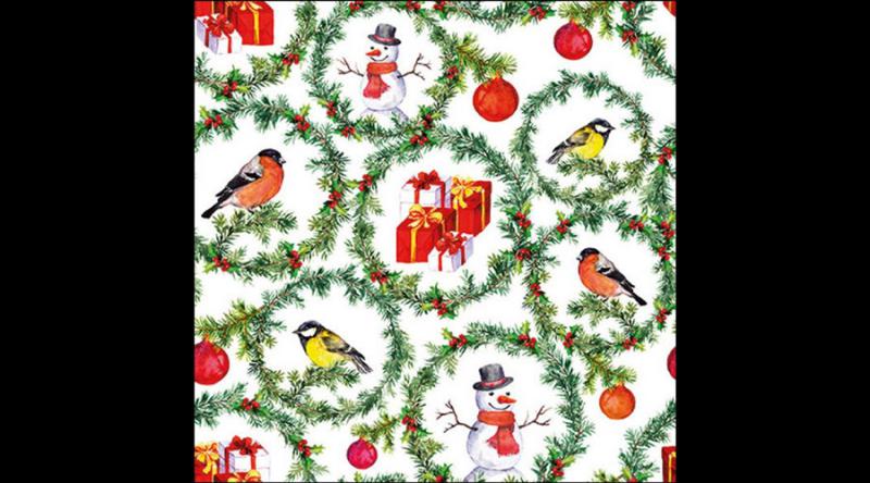 AMB.33320170 Pine branches rings papírszalvéta 33x33cm, 20db-os