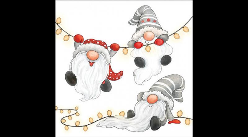 AMB.33320185 Gnomes on the light chain white papírszalvéta 33x33cm, 20db-os