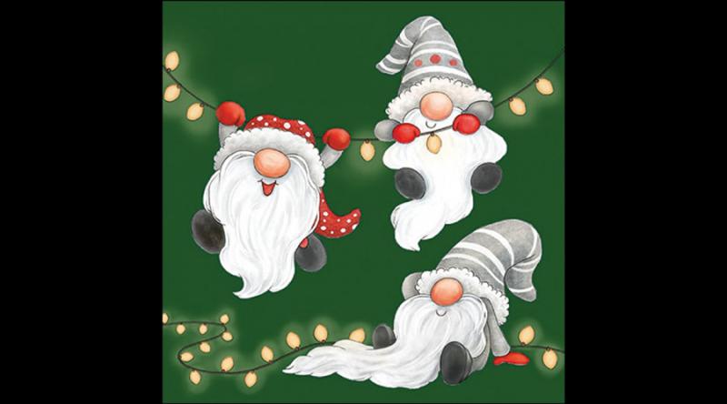 AMB.33320186 Gnomes on the light chain green papírszalvéta 33x33cm, 20db-os