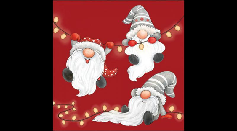 AMB.33320187 Gnomes on the light chain red papírszalvéta 33x33cm, 20db-os