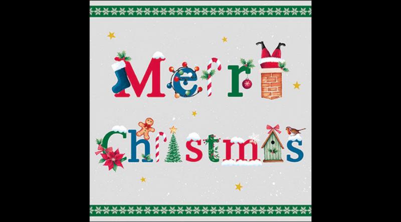 AMB.33320207 Merry message green papírszalvéta 33x33cm, 20db-os