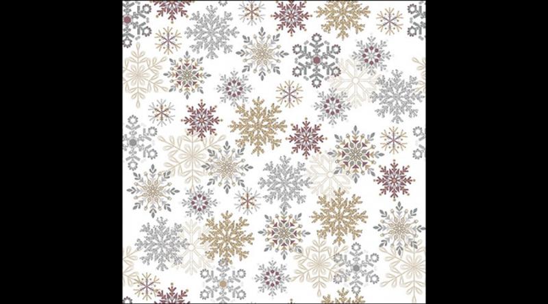 AMB.33320225 Snowflakes all over white papírszalvéta 33x33cm, 20db-os