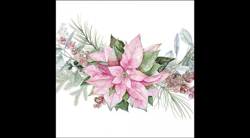 AMB.33320285 Pink poinsettia papírszalvéta 33x33cm, 20db-os