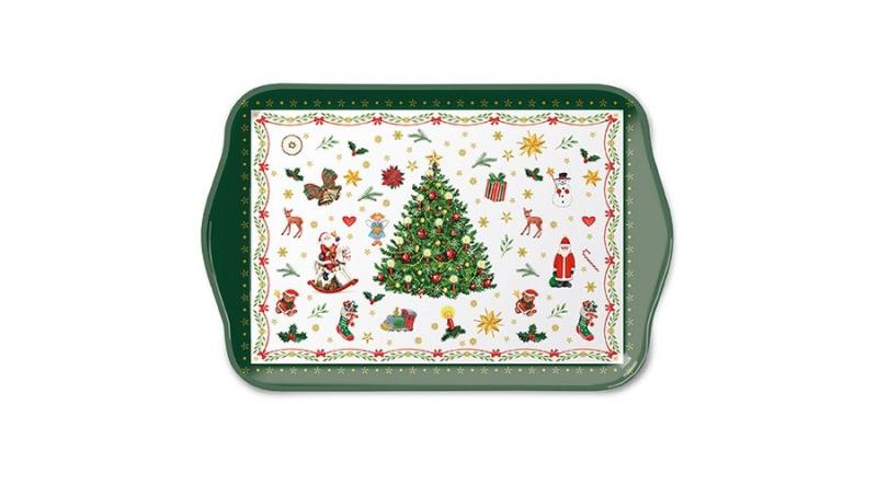 AMB.33714515 Christmas Evergreen white műanyag kistálca 13x21cm