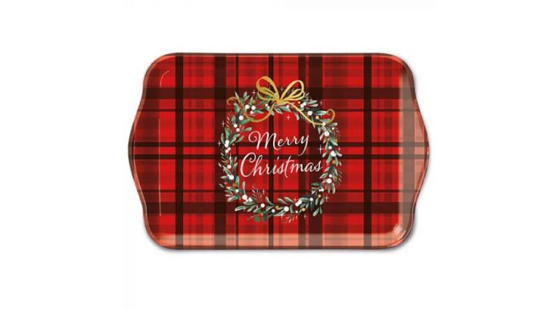 AMB.33715565 Christmas Plaid műanyag kistálca 13x21cm