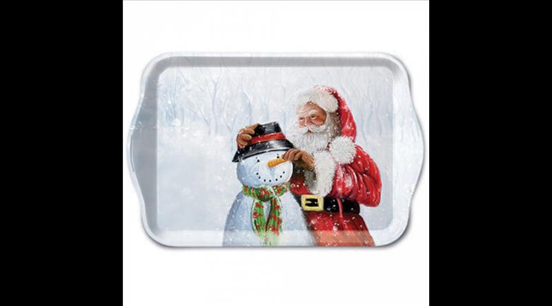 AMB.33718020 Santa and snowman műanyag kistálca 13x21cm