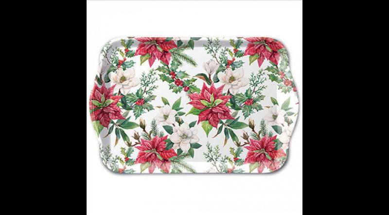 AMB.33718875 Christmas florals műanyag kistálca 13x21cm