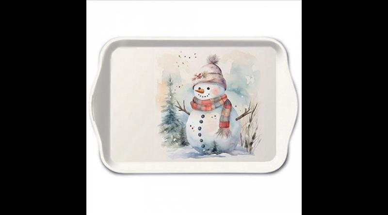 AMB.33718890 Snowman in nature műanyag kistálca 13x21cm