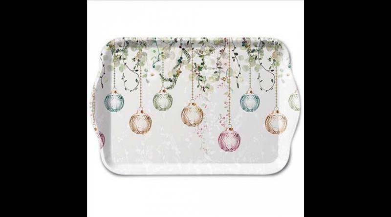 AMB.33719995 Floral Christmas grey műanyag kistálca 13x21cm