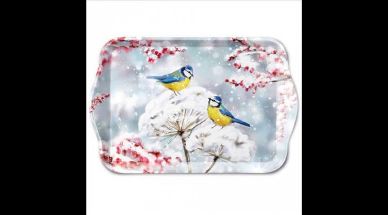 AMB.33720005 Birds in the snow műanyag kistálca 13x21cm