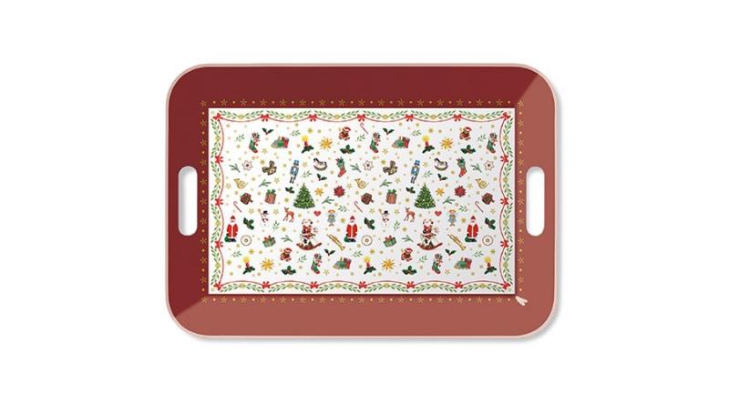 AMB.33914765 Ornaments All Over red műanyag tálca33x47cm