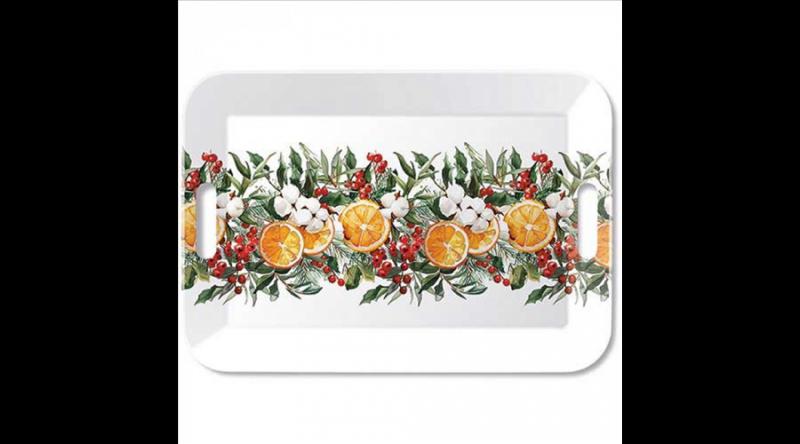 AMB.33919935 Winter oranges műanyag nagytálca 33x47cm