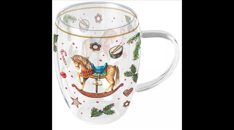 AMB.34220040 Classic rocking horse white duplafalú borosilicate üvegcsésze 0,35l