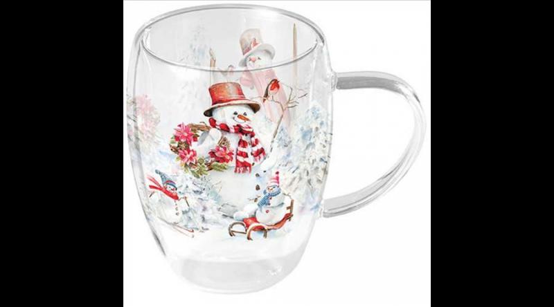 AMB.34220095 Sporty snowmen duplafalú borosilicate üvegcsésze 0,35l