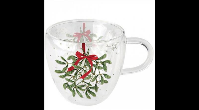 AMB.34418860 Mistletoe with bow white duplafalú borosilicate üvegcsésze 0,25L