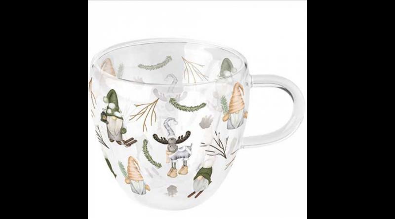 AMB.34420190 Forest gnomes white duplafalú borosilicate üvegcsésze 0,25L
