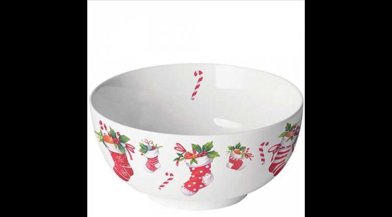 AMB.34820200 X-mas stockings white porcelántál 6,5x14cm