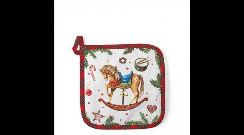 AMB.36520040 Classic rocking horse white edényalátét 20x20cm, 100% pamut