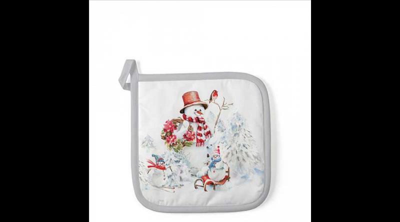 AMB.36520095 Sporty snowmen edényalátét 20x20cm, 100% pamut