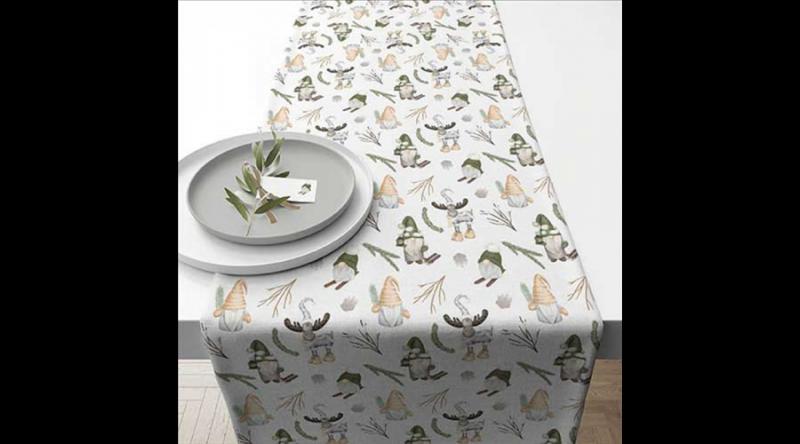 AMB.36620190 Forest gnomes white asztali futó 40x150cm, 100% pamut