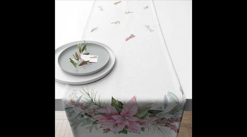 AMB.36620285 Pink poinsettia asztali futó 40x150cm, 100% pamut