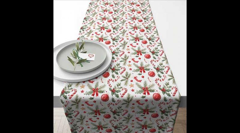 AMB.36620290 Christmas Elements asztali futó 40x150cm, 100% pamut