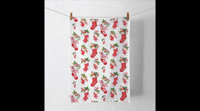 AMB.37820200 X-mas stockings white konyharuha 50x70cm, 100% pamut