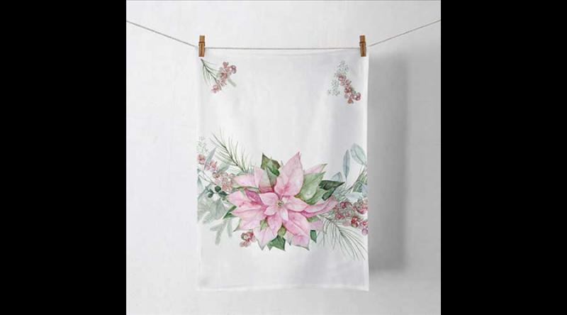 AMB.37820285 Pink poinsettia konyharuha 50x70cm, 100% pamut