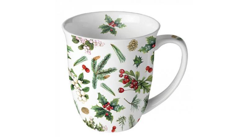 AMB.38416495 Winter greenery white porcelánvögre 0,4l