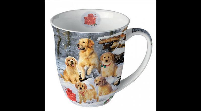 AMB.38418885 Golden retriever puppies porcelánbögre 0,4l