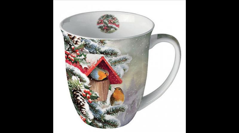 AMB.38419100 House with robins porcelánbögre 0,4l