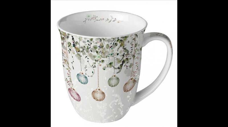 AMB.38419995 Floral Christmas grey porcelánbögre 0,4l
