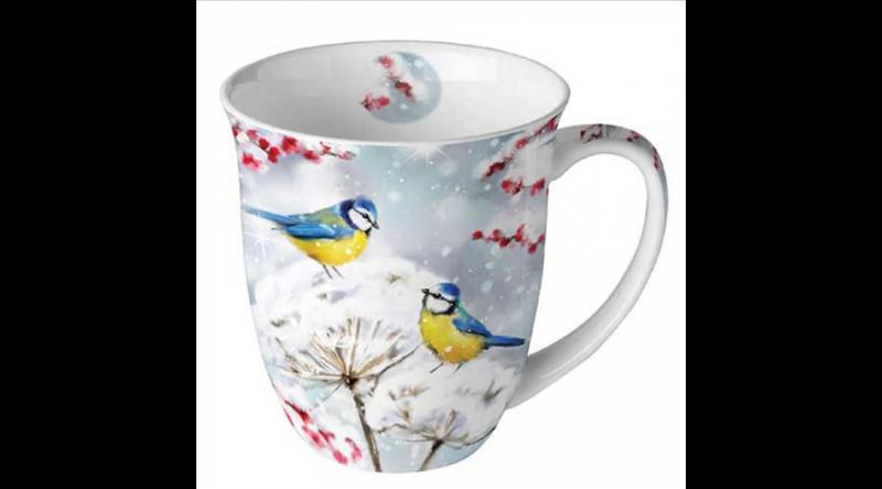 AMB.38420005 Birds in the snow porcelánbögre 0,4l